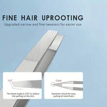 Professional Stainless Steel Eyebrow Tweezers Precision Hair Removal Tool, Suitable For Facial And Body Hair, Alcohol-Free Unisex Beauty Set - 銀色 - 查看 3