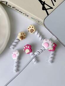 2pcs Cute Cat Paw Resin Material Cable Winder, Protective Anti-Bending Anti-Dirt, Suitable For