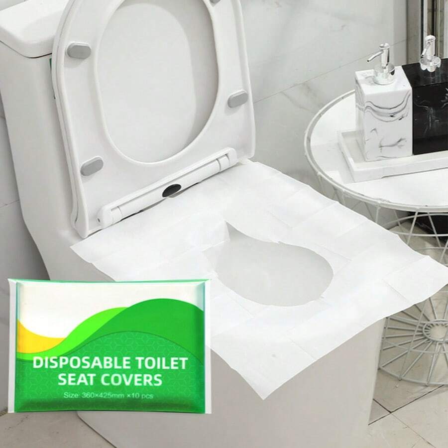 10/20/30/50/100Pcs Disposable Toilet Seat Covers For Adults, Flushable And Travel-Friendly - Essential Accessories For Airplane, Road Trips, And Camping - Green - View 1