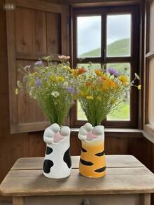 1 件情人节可爱猫爪花瓶 - 送给猫爱好者的完美猫礼物，送给女性的鲜花和猫爱好者的礼物。非常适合家居装饰、办公室、书架和电视柜。送给女性的甜蜜猫咪礼物和送给女性的猫爱好者礼物。送给女性的贴心猫妈妈礼物和送给植物爱好者的礼物