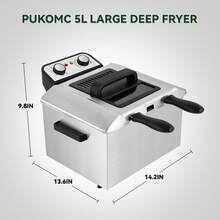 SUSTEAS 1500W Home Deep Fryer: A Kitchen Must-Have With Basket, Temp Control, Removable Lid & 2.5L Easy-Clean Pot - Ideal Gifts & Gift Ideas For Culinary Enthusiasts 304 Stainless Steel - 美規A型插(110-127V) - 查看 14