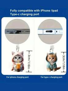 1pc Acrylic Dust Plug Compatible With Apple Lightning And Type-C Oval Interface - Multicolor - View 10