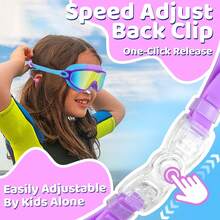 2 Pack Kids Swim Goggles For Kids 3-15 180° Wide View UV Protection Anti-Fog Pool Water Swimming Goggles For Boys Girls Youth Toddler - 粉紅色和橘色 - 查看 8