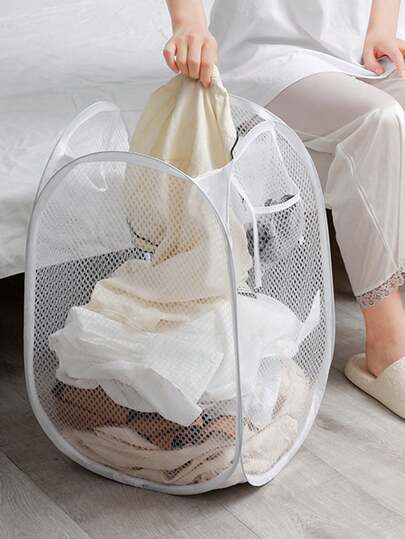 1 个洗衣篮、可折叠脏衣篮手持网格脏衣篮、家用收纳篮收纳脏衣服洗衣收纳和整理、家居日用品、浴室收纳和整理。