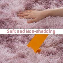 Soft Fluffy Shag Throw Area Rug, 2x4 Black, Non-Slip Bedroom, Hallways, Bedside, Dorm, Living Room - Long Shaggy Rug - 紮染灰紫色 - 查看 5