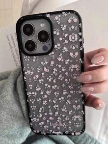 Tulip Floral Pattern Transparent Phone Case, Compatible With Iphone 17/16/15/14/13/12 Pro Max Plus/11, Fashionable And Shock-Resistant, Gift Packaging - Black Border Floral - View 4