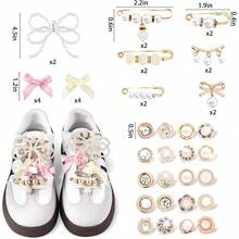 Yeanifeana 42 Piezas Adornos para Zapatos Accesorios de Zapatos de Diamante de Cristal pasadores de  surtidos con lazo de perlas para zapatos deportivos a granel y alfileres para mujeres - como en la foto - Ver 2