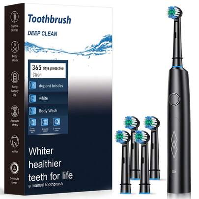 Electric Toothbrush Gift Set , Rechargeable With 4 Brush Heads, Deep Clean, 30-Day Battery Life, Waterproof Travel Toothbrush, Ideal For Christmas, Valentine's Day & Holiday Gifts