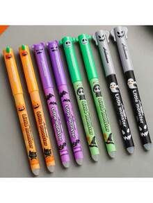 4 Pieces Of Halloween Erasable Pen, Smooth Writing, No Lag, Comes With An Erasable Eraser, 0.5mm Needle Tip Pen Tip, Quick-Drying, Suitable For Students' Practice Exercises And Office Use, Perfect For Students, Essential Item For The New School Term - Multicolor - View 4