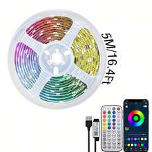 1pc 1-20M LED Strip Light, Bluetooth Smart App Control Music Sync Color Changing, RGB LED Strip With Remote, 44-Key Remote And App Controlled Smart LED Light Strips, RGB Color Changing Music Sync LED Rope Lights, Bedroom Smart Rope Lights, Suitable For Bedroom, Room, Home Decor, Party Holiday LED Lights, Living Room, Christmas Party, Wedding Decoration