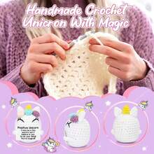 1件独角兽圣诞/生日礼物，适合女性/女孩，钩针编织独角兽桌面摆件，感谢老师和朋友的礼物，圣诞袜里装满白色大象趣味礼物，手工钩织独角兽适合各种场合：情人节、毕业典礼、圣诞节 - 彩色 - 查看 5
