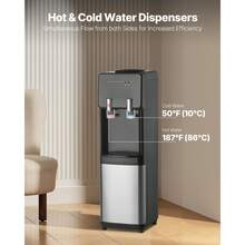 Top Loading Water Cooler Dispenser, Hot And Cold Water Dispenser For 3 Or 5 Gallons Bottles, Sturdy Stainless Steel And Child Security Lock, Ideal For Homes, Kitchens, Offices, Dorms, Black - 查看 2