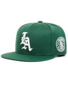 2025 Simple And Creative New Flat Brimmed Hat LA Letter Side Earth Embroidery Outdoor Leisure Sports Sunshade Hat Men's Street Pop Hip Hop Hat Street Dance Fashion Skateboard Hat Women's Daily Life Casual Wear Decorative Hat Adjustable Baseball Hat