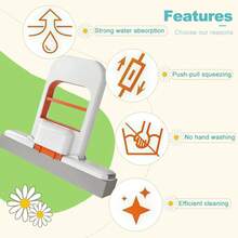 1PC Mini Mop, 2025 New Upgrade Mini Portable Self-Squeezing Mop, Mini Mops For Small Spaces, Wet And Dry Use Cleaning System Small Mops For Bathroom Kitchens Desktop Glass (Orange + Sponge) - trắng - Xem 5
