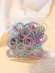 100 buc/pachet elastice de păr în culorile bomboanelor pentru bebeluși și copii, benzi de păr de înaltă elasticitate, care nu dăunează, accesorii de păr la modă pentru zi cu zi și sărbători - Multicolor - Vizualizare 7