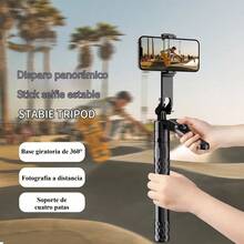 Tripie Para Cámara Y Celular 185cm Con Control Bluetooth,Trípode Palo Selfies Stick Extensible De Aleación De Aluminio 4 Patas Con Tornillo De 1/4 Y 2 Luz Led Para Fotografías Y Video - Negro1 - Ver 5