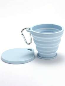 1个硅胶折叠旅行杯，带盖硅胶折叠露营杯，旅行硅胶折叠杯，伸缩杯，可重复使用可伸缩便携式饮水杯，便携式饮水杯，户外杯，运动杯，硅胶折叠杯，硅胶杯，带盖和钥匙扣的折叠杯，可轻松放入您的口袋、钱包、背包，不锈钢旅行折叠饮水器具 - 彩色 - 查看 13