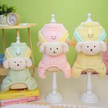 新款秋冬动物服装，宠物四脚抓绒外套，厚实保暖，猫狗衣服，宠物连体衣，动物服装，猫咪保暖服装，英式背带装，可爱卡通背带裤连体衣，双面抓绒 - 薄荷綠 - 查看 4