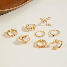 10 Pcs/Set Punk Rings Set For Women Vintage Geometric Rings Set Fashion Personality Jewelry Gifts Match With Daily Outfits, Party Accessories - Gold - View 4