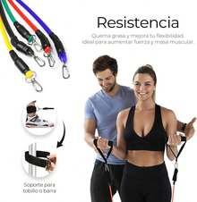 Raganet, Juego de Bandas de Resistencia de 11 Piezas, Incluye 5 Bandas Apilables para Ejercicios con Asas, Bolsa de Transporte, Correas para Tobillo y Accesorio de Anclaje para Puerta - 1 - Ver 3