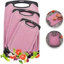 Juego de 3 Tablas de Picar Antideslizantes de Plástico Alta Calidad - Rosa - Ver 6