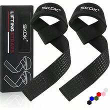 levantamiento de pesas, culturismo, Xfit, entrenamiento de fuerzaCorreas de levantamiento de silicona antideslizante ,Straps Para Gym, Levantamiento de Pesas,muñequeras gym straps para gym mujer, hombres, - Negro - Ver 5