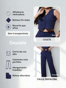 Elegant Women's Tailored Set With Vest And Chic Wide Leg Pants With - Nhận nó - Xem 9