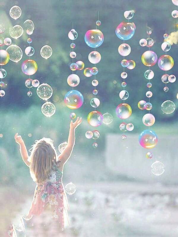 4 piezas Guirnaldas de burbujas transparentes Decoración de fiesta de sirena Recortes planos de color azul Colgante de tiras para cumpleaños, bautizo, boda, pared del océano, baby shower, fiesta submarina, habitación infantil, accesorios para fotos