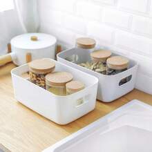 6/3pcs White Storage Boxes, Desktop Storage Boxes, Household Cosmetic Storage Boxes, Bathroom Kitchen Dorm Sundries Snack Storage Boxes, Kitchen Refrigerator Food Storage Boxes, Classroom Pen Storage Boxes, Christmas Gift - White - View 9