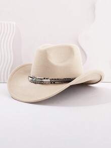 1 Unisex Western Cowboy Hat Imitation Wool Solid Color Cowboy Hat, American Soft Tweed Outdoor Wide-Brimmed Cowboy Hat, Suitable For Festival Parties And Outings.
