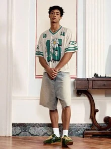 Áo thun nam cổ chữ V tay ngắn dáng rộng in kỹ thuật số phong cách đường phố, mùa hè, những món đồ thiết yếu cho phong cách đường phố - Nhiều màu - Xem 3