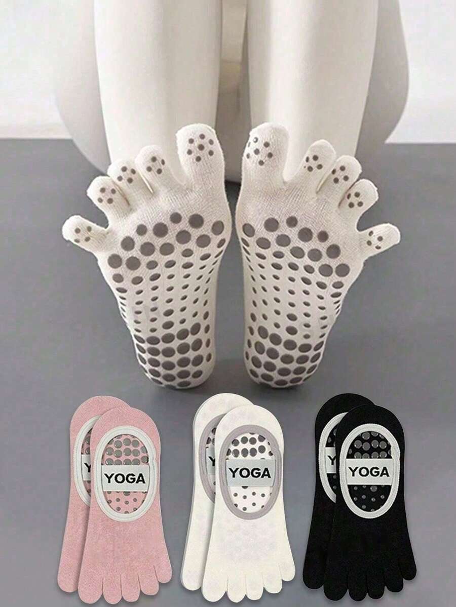 2 Pairs Women's Solid Color Yoga Toeless Socks, Moisture-Wicking Anti-Slip Professional Anti-Odor Sports Fitness Socks, Premium Knit Fabric, Anti-Slip Grip Socks