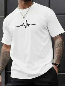 Men's Short Sleeve Round Neck Sports T-Shirt, Creative Print, Comfortable, Ideal For Summer, For Adults, Women, Teenagers And Young People.