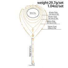 3/5pcs Set Layered Cross, Tassel, Beaded Necklace Jewelry Set, Unique Round Bead & Snake Chain Necklace Accessories, Suitable For Holidays Gift And Daily Matching