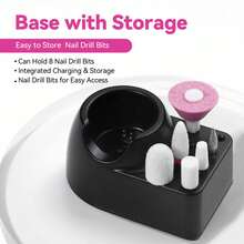 Cordless Electric Nail Drill, Rechargeable Nail File Kit For Gel & Acrylic Nails, Manicure Pedicure At Home/Salon, Perfect Gift For Women & Daily Essentials - 黑色 - 查看 3