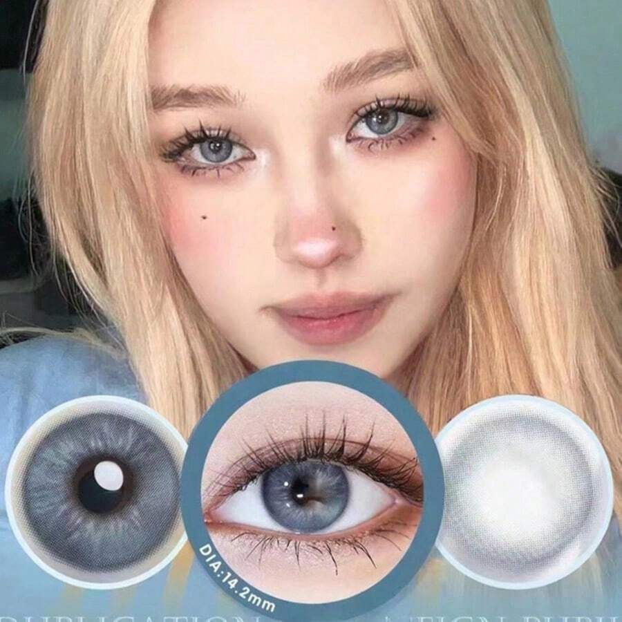 Nuevos lentes de contacto estéticos anuales oferta 2+1 gratis lentes multicolor diámetro 14.5mm 42% contenido agua naturales cómodos estéticos incluye caja solución pinza ideales para cosplay fotos fiestas reuniones sin graduación - K24-ojo de gato - Ver 1