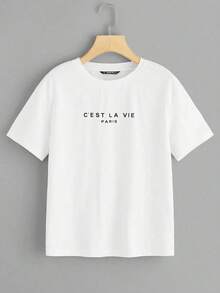 Minimalist Casual Shirt  Paris Graphic Short Sleeve Tee-Unisex Loose - Fit Comfortable Vintage Street - Style Cotton T - Shirt Top - 白色 - 查看 1