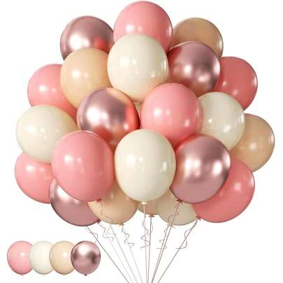 36pcs Retro Blush Pink Party Balloons, 10-Inch Gray Pink Metallic Rose Gold Balloons, Blush Latex Balloons, Suitable For Birthday, Wedding, Baby Shower Decorations