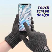 1 Par de Luvas Quentes de Lã de Alpaca com Tela Sensível ao Toque, Luvas de Inverno Forradas Termicamente para Homens e Mulheres, Adequadas para Ciclismo, Corrida, Direção, Caminhada, Esqui e Atividades Diárias - Uma Escolha de Presente Ideal - Multicolorido - Visão 7