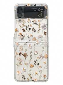 时尚全屏玫瑰花手机壳,带可调节斜挎颈绳,兼容三星 Galaxy Z Flip7 Flip6 Z Flip 5 4 3 粉色花卉折叠保护后盖 - 白碎花 - 查看 10