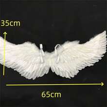 6 件天使翅膀和光环头带，带魔杖天使角色扮演女孩万圣节服装派对用品，黑白