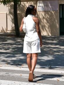 Yess Loren Women Denim Two Pieces Outfits , All White Woman Outfits - White - View 5