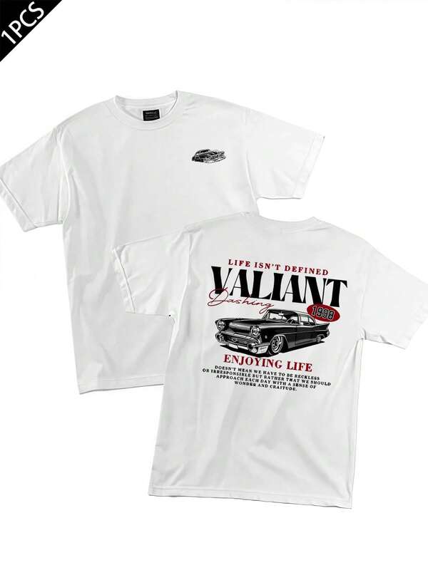 PLUS SIZE Classic Car Valiant 1998 TShirt , Men's Double-Sided Printed Fashionable Casual Crew Neck 220gsm Pure Cotton T-Shirt(1 PC)