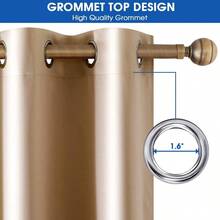 2 Panels Beige Faux Silk Blackout Curtains 52 X 108 Inch Champagne Gold Room Darkening Satin Thermal Insulated Window Drapes For Bedroom Indoor Nursery - 米色香檳色金色 - 查看 5