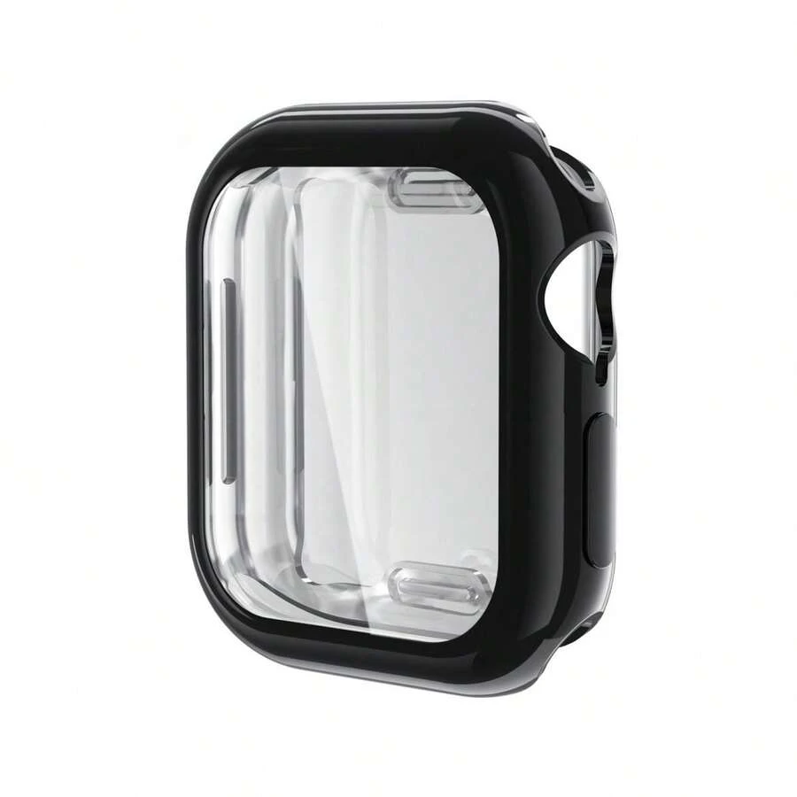 1pc Unisex Black TPU Full Coverage Ultra-Thin Protective Case, Anti-Drop Stylish Casual Screen Protector, Compatible With Apple Watch 38/40/41/42/44/45/S10 42/46/49mm, Compatible With Apple Watch Series Ultra/SE/10/9/8/7/6/5/4/3/2/1, Smartwatch Accessory