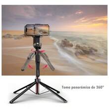 Tripie Para Cámara Y Celular 185cm Con Control Bluetooth,Trípode Palo Selfies Stick Extensible De Aleación De Aluminio 4 Patas Con Tornillo De 1/4 Y 2 Luz Led Para Fotografías Y Video - Negro1 - Ver 9