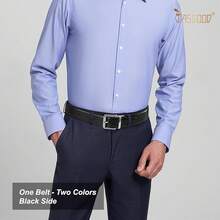 Reversible Leather Belt For Men Casual Dress Belt Dual Sides Adjustable Waistband For Formal And Informal Wear - B-cà phê/Đen - Xem 4