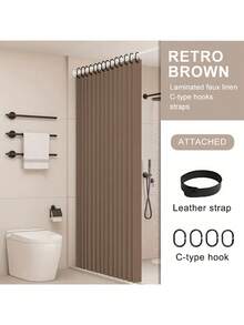 1 件纯色可折叠矩形浴帘，带挂钩，无拉杆，磁性，时尚面料，适用于家庭和酒店浴室隔断，也可用作门帘或窗帘房间装饰浴室配件返校浴室装饰 - 彩色 - 查看 15