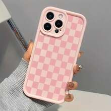 Funda de Teléfono Moderna y Elegante [Funda Antigolpes Todo Incluido para ] Gaozhu Patrón de Cuadros Rosados TPU Antigolpes Funda Protectora de Precisión Todo Incluido para Apple  6/7/8/X/Xs/Xr/Xs Max/11/12/13/14/15/16Pro Max Fundas Protectoras de Diseñador Lindas y Femeninas para Mujeres - 1 pieza - Ver 8