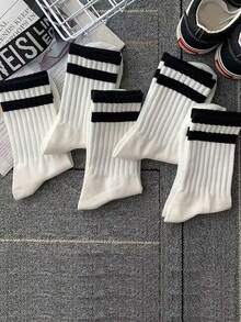 5 par dam vår- och höststrumpor nya casualstrumpor med rund hals, parstrumpor, höst - Multifärgad - Visa 24